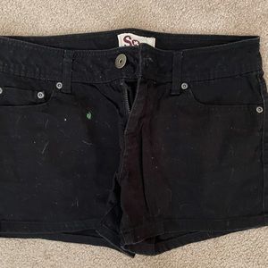 S O black denim shorts